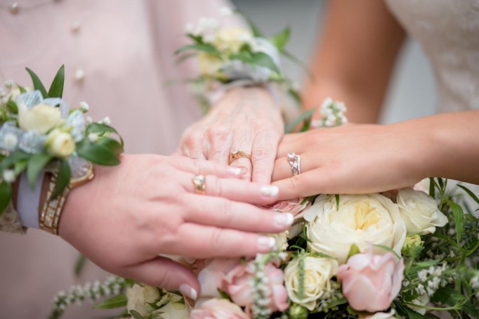 Three ladies show off their engagement rings Three ladies show off their engagement rings